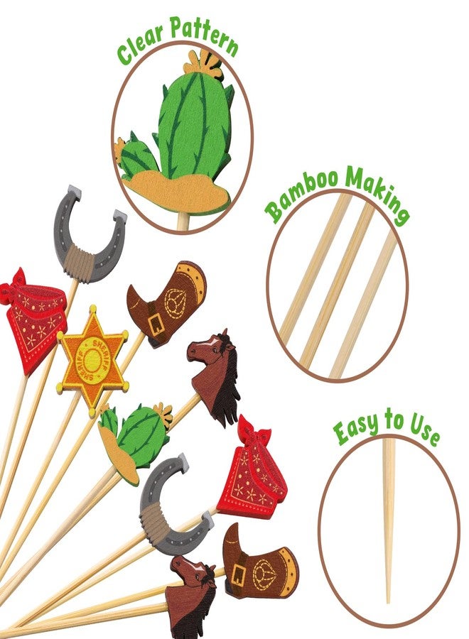 WorldBazaar Cowboy Cocktail Picks 120PCS Western Cowgirl Toothpicks Appetizers Bamboo Skewers Wild West Food Picks Drinks Dessert Sticks Drink Accessories Western Halloween Party Supplies - Image 5